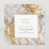 エレガント，大理石金ゴールド効果，結婚式招待状 招待状 (正面/裏面)