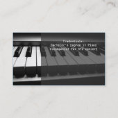 、エレガント、専門モダン、ピアノの教師 名刺 (裏面)