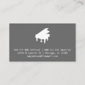 、エレガント、専門モダン、ピアノの教師 名刺 (裏面)