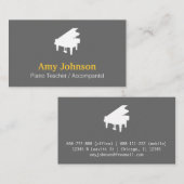 、エレガント、専門モダン、ピアノの教師 名刺 (正面/裏面)
