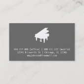 、エレガント、専門モダン、ピアノの教師 名刺 (裏面)