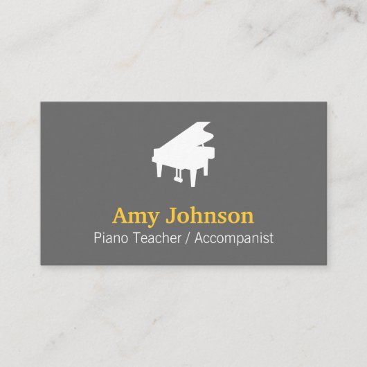 、エレガント、専門モダン、ピアノの教師 名刺 (正面)