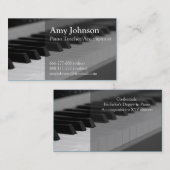 、エレガント、専門モダン、ピアノの教師 名刺 (正面/裏面)