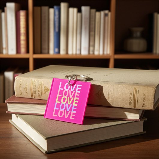 エレガント「愛カラフル」タイポグラフィアート キーホルダー