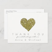 エレガント「愛感謝していよ結婚」の金ゴールドハート ポストカード (正面/裏面)
