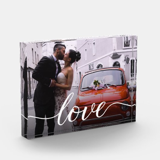 エレガント「愛」のパーソナライズされた写真結婚ブロック フォトブロック (左)