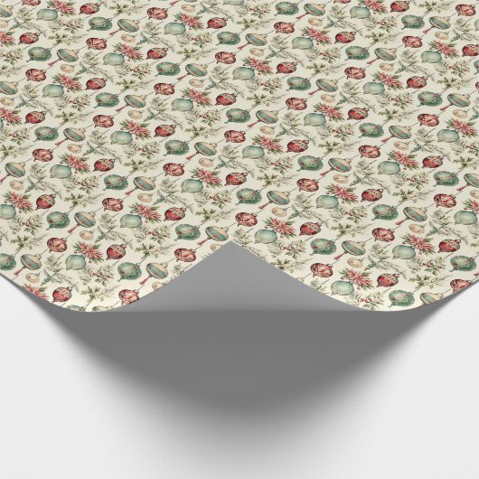 エレガント-数々の色ガラスオーナメント-ヴィンテージ穴 ラッピングペーパー (角)