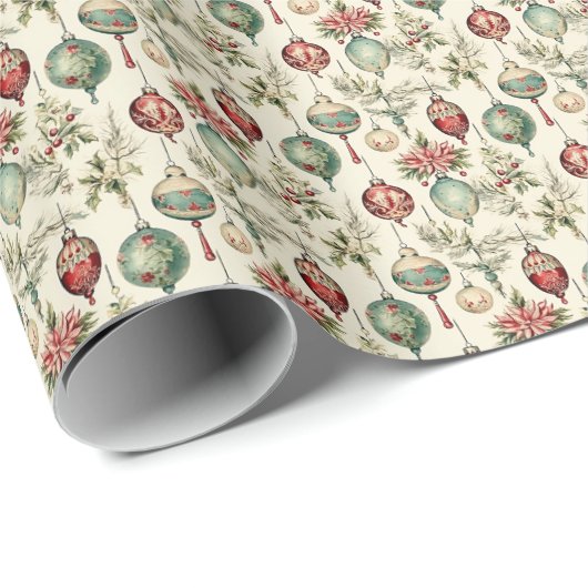 エレガント-数々の色ガラスオーナメント-ヴィンテージ穴 ラッピングペーパー (ロールコーナー)