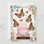 エレガント（昆虫）オオカバマダラ、モナーク&ケーキ誕生日カード (裏面)