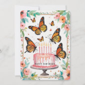 エレガント（昆虫）オオカバマダラ、モナーク&ケーキ誕生日カード (正面)