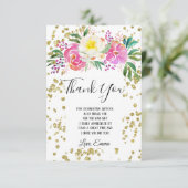 エレガント、春の花ピンクフローラサンキューカード サンキューカード (スタンド正面)