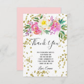 エレガント、春の花ピンクフローラサンキューカード サンキューカード (正面/裏面)