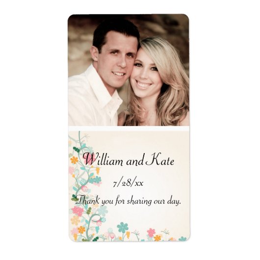 エレガント,春の花,結婚のワイン,カスタム ラベル (正面)