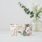 エレガント，木のテクスチャ，ストライプ，手のひら離れのバラ 紹介カード (スタンド正面)