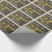 エレガント，木フェイク,フェイク金ゴールド22番目の誕生日+名前 ラッピングペーパー (角)