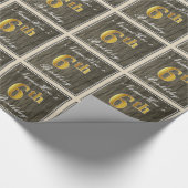 エレガント，木フェイク,フェイク金ゴールド6番目の誕生日+名前 ラッピングペーパー (角)