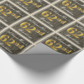 エレガント,木フェイク,フェイク金ゴールド62番目の誕生日+名前 ラッピングペーパー (角)