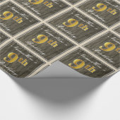 エレガント,木フェイク,フェイク金ゴールド9番目誕生日+名前 ラッピングペーパー (角)