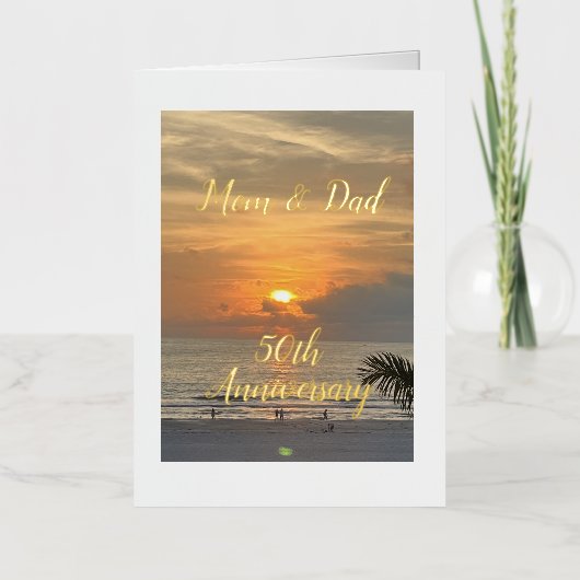 エレガント，母とパパ, 50周年記念，カード 箔グリーティングカード (正面)