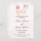 エレガント、水シンプル色の結婚式招待状 招待状 (正面/裏面)