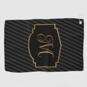 エレガント，洗練されたモノグラストライプのム ゴルフタオル (横)