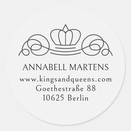 エレガント, 王室の,サロン，ライトグレイ+黒 ラウンドシール (正面)