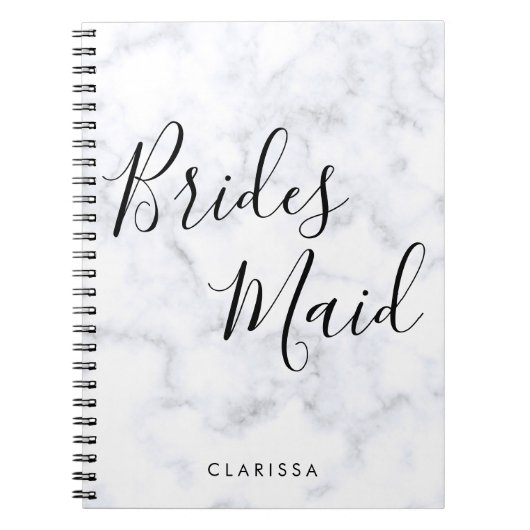 エレガント&白モダン大理石花嫁 ノートブック (正面)