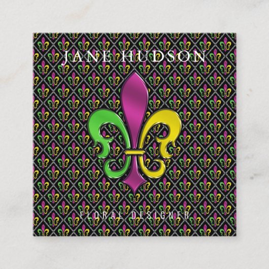 エレガント（紋章の）フラ・ダ・リデザイン スクエア名刺 (正面)