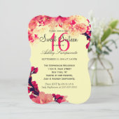 エレガント& 素朴さくらんぼの花がヴィンテージ黄 招待状 (スタンド正面)