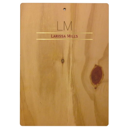エレガント&素朴な木のテクスチパーソナライズされたャ クリップボード (裏面)