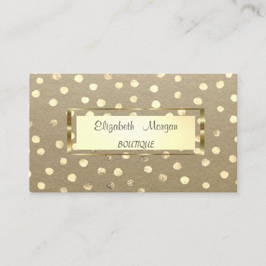 エレガント,素朴Kraft,金ゴールドフレーム，紙吹雪 名刺 (正面)