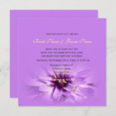 エレガント，紫かわいらしの花結婚式招待状 招待状 (正面/裏面)