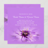エレガント，紫かわいらしの花結婚式招待状 招待状 (正面/裏面)