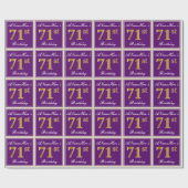 エレガント，紫，フェイク金ゴールド71番目の誕生日+名前 ラッピングペーパー (フラット)