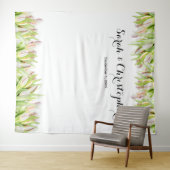 エレガント | 結婚の背景 | ピンクのチューリップ タペストリー (インサイチュ(横))