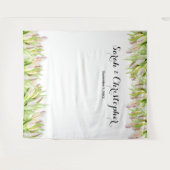 エレガント | 結婚の背景 | ピンクのチューリップ タペストリー (正面(横))