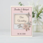 エレガント,結婚婚約，蝶 招待状 (スタンド正面)