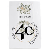 エレガント、編集可能40周年記念 ミディアムペーパーバッグ (裏面)