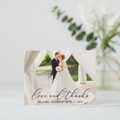 エレガント 美しい 筆記 結婚 愛に感謝 ポストカード (スタンド正面)