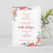 エレガント、花お洒落の誕生日 招待状 (スタンド正面)