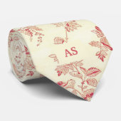 エレガント、赤いハート列 |モノグラムフローラ ネクタイ (ロール)