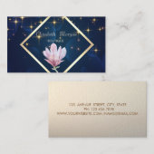 エレガント,金ゴールドフレーム,星の水色マグノリア 名刺 (正面/裏面)