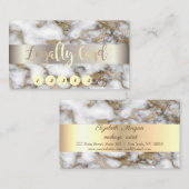 エレガント,金ゴールドホワイトマーブルストーン ロイヤリティカード (正面/裏面)