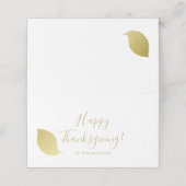 エレガント、金ゴールドミニマル秋の葉-感謝祭 プレイスカード (外部開封)