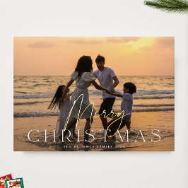 エレガント | 金ゴールドメリーホワイトクリスマス | フォト 箔シーズンカード