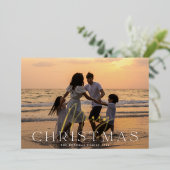 エレガント | 金ゴールドメリーホワイトクリスマス | フォト 箔シーズンカード (立ち正面)