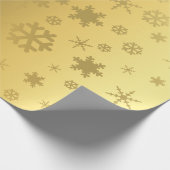 エレガント&金ゴールドモダンクリスマススノーフレークパターン ラッピングペーパー (角)
