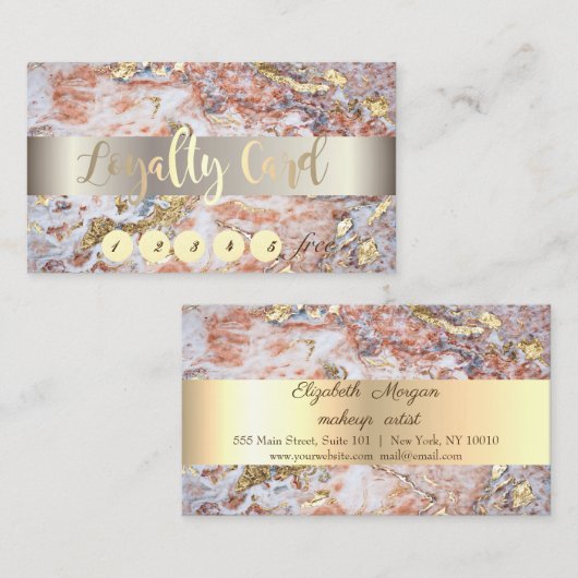 エレガント,金ゴールド,グラデーション大理石のロイヤリティカード ロイヤリティカード (正面/裏面)