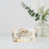 エレガント,金ゴールド,白い茶色の大理石 ロイヤリティカード (スタンド正面)