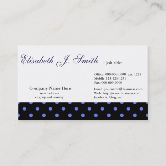 エレガント、青カッコいい水玉模様グラフィックデザイン 名刺 (正面)